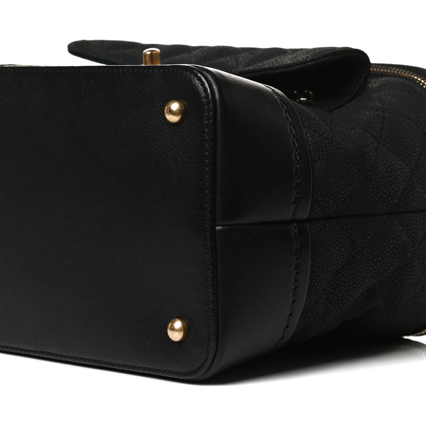 Iridescent Grained Calfskin Quilted Globe Trotter Vanity Case Black
