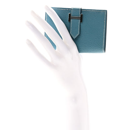 Hermes Chevre Mysore Bearn Card Holder Wallet New Bleu Jean 2 of 13