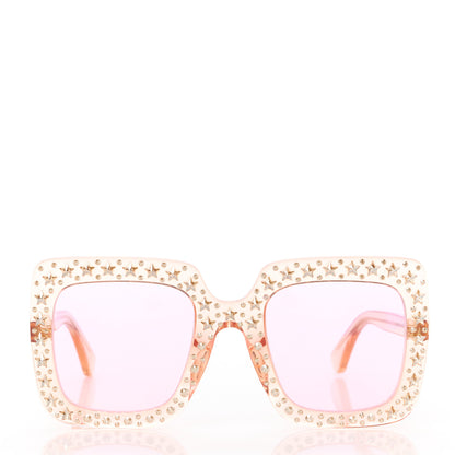Gucci Crystal Square Frame Sunglasses GG0148S Pink 2 of 8