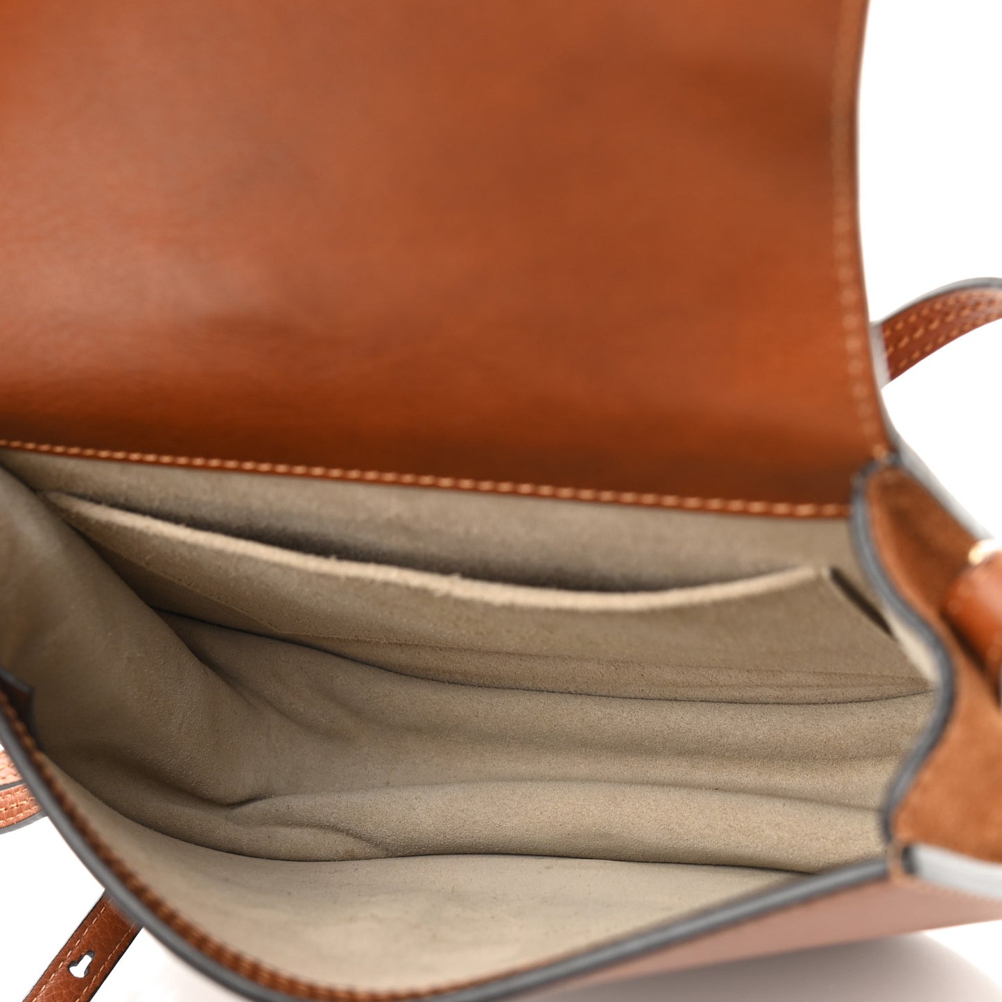 Calfskin Suede Medium Nile Bracelet Bag Caramel