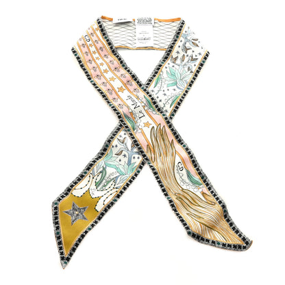 Christian Dior Silk Mitzah Le Monde Scarf White Multicolor 1 of 3