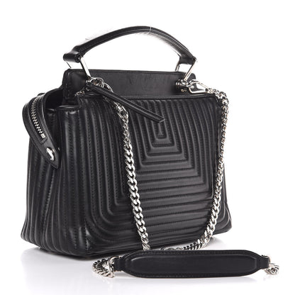 Fendi Shiny Nappa Trapuntata Small DotCom Click Top Handle Chain Satchel Black 4 of 9