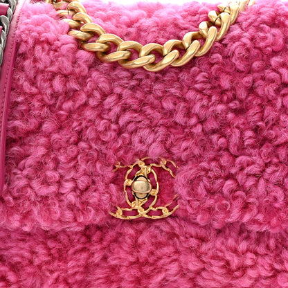 Chanel Shearling Sheepskin Medium Chanel 19 Flap Pink 8 of 10