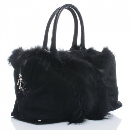 Saint Laurent Fox Fur Medium Easy Sac Black 3 of 7