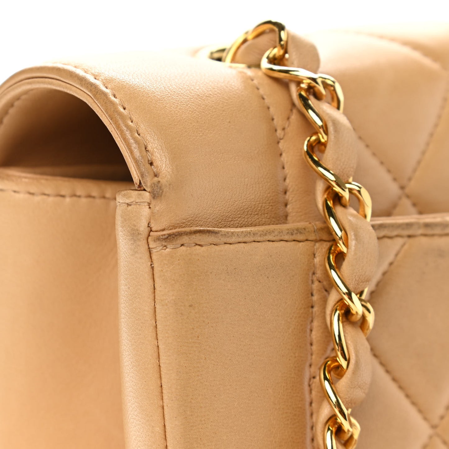 Lambskin Quilted Medium Single Flap Beige