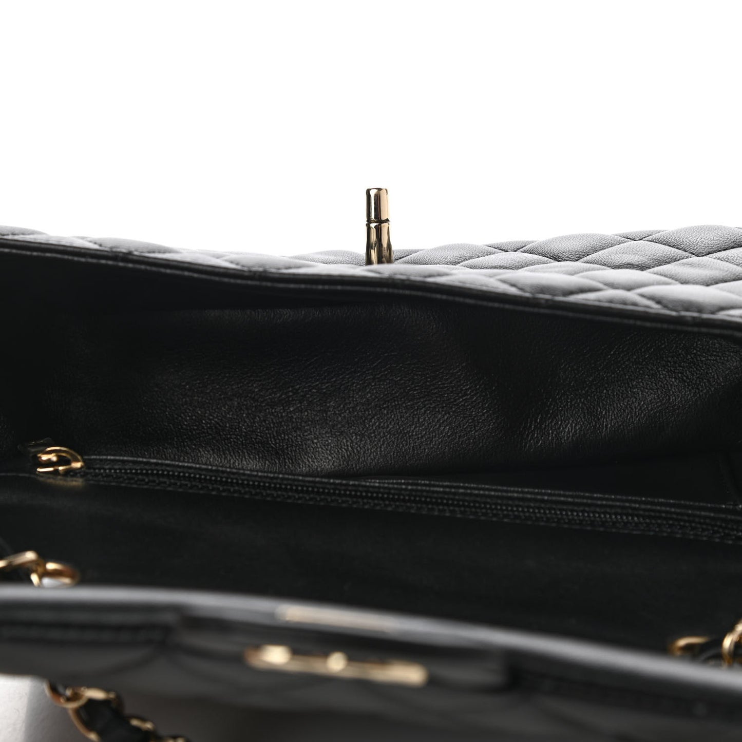 Lambskin Quilted Mini Rectangular Flap Black