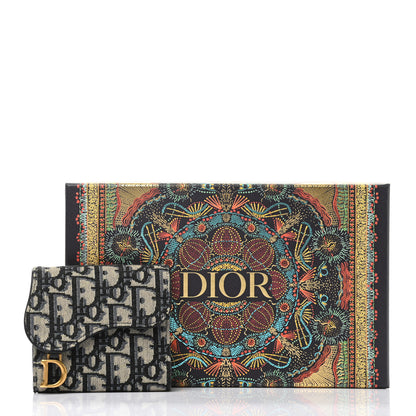 Christian Dior Oblique Saddle Lotus Wallet Blue 9 of 9
