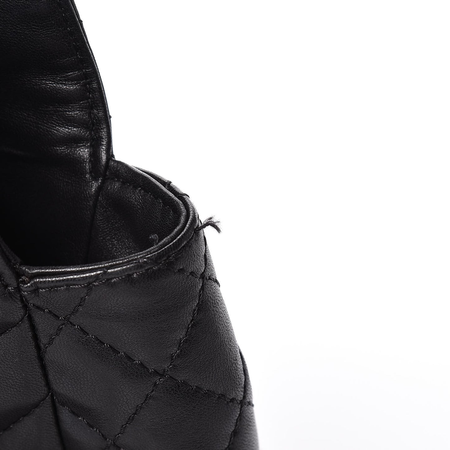 Lambskin Surpique Chevron Quilted Tote Black