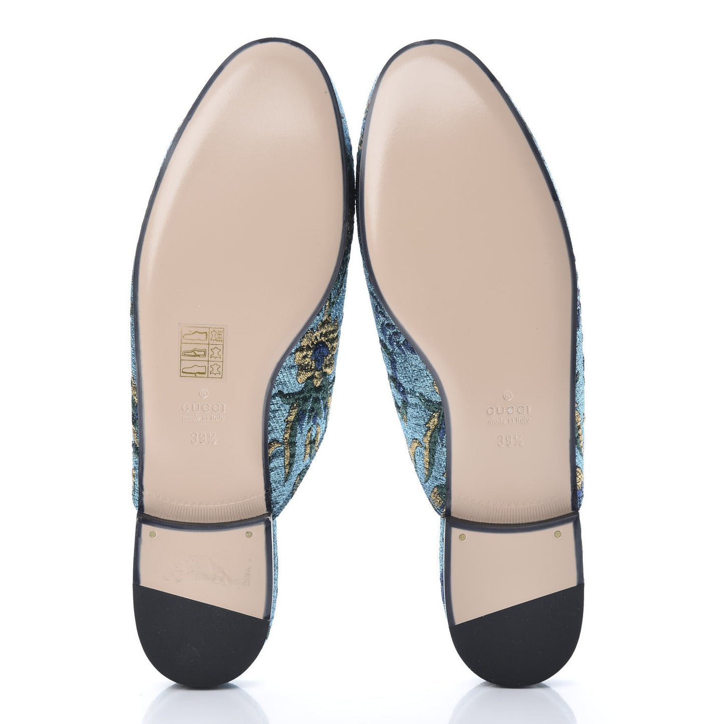 Iridescent Brocade Womens Princetown Slippers 39.5 Azure Multicolor Oro