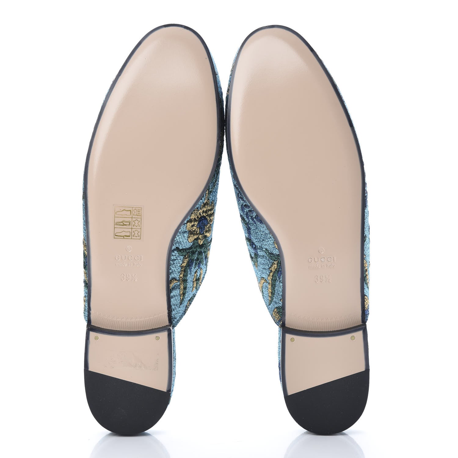 Gucci Iridescent Brocade Womens Princetown Slippers 39.5 Azure Multicolor Oro 5 of 8