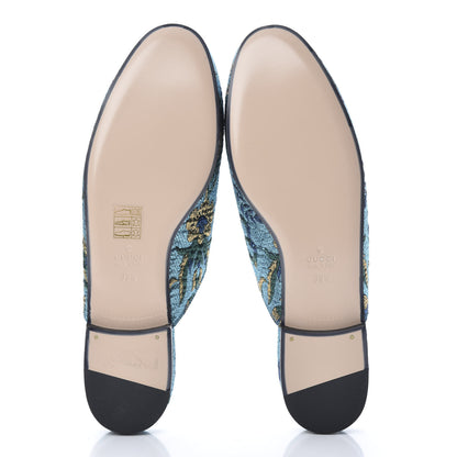 Gucci Iridescent Brocade Womens Princetown Slippers 39.5 Azure Multicolor Oro 5 of 8