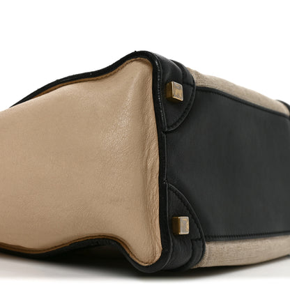 Celine Canvas Smooth Calfskin Micro Tri-Color Luggage Natural Black Tan 8 of 9