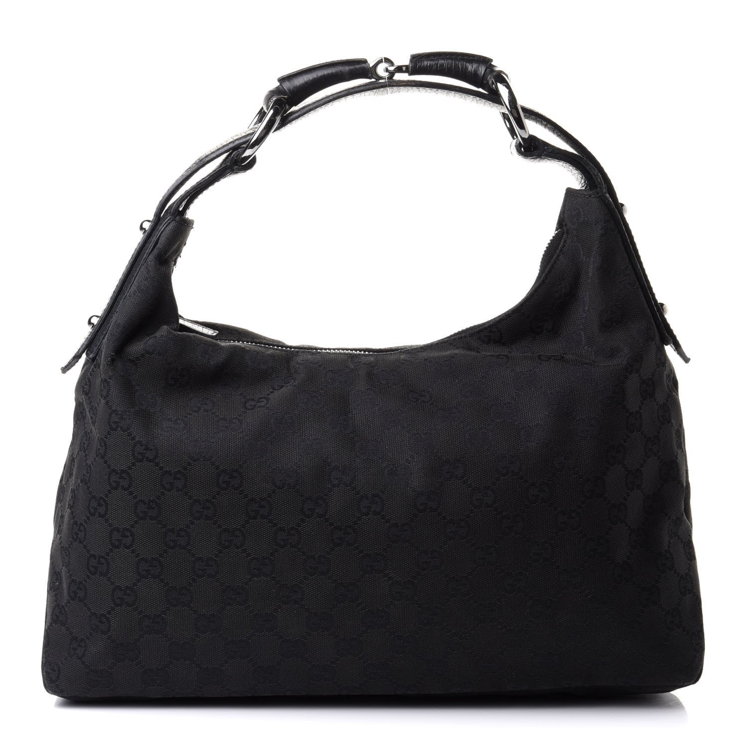 Gucci Monogram Medium Horsebit Chain Hobo Black 1 of 12