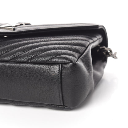 Saint Laurent Sheepskin Matelasse Chevron Monogram Medium College Bag Black 6 of 11