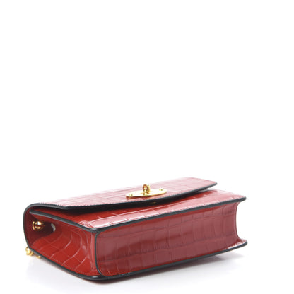 Mulberry Crocodile Embossed Calfskin Small Darley Red Berry 4 of 9