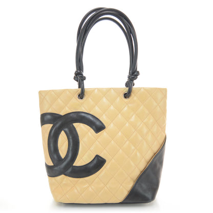 Chanel Calfskin Quilted Medium Cambon Tote Beige Black 1 of 10