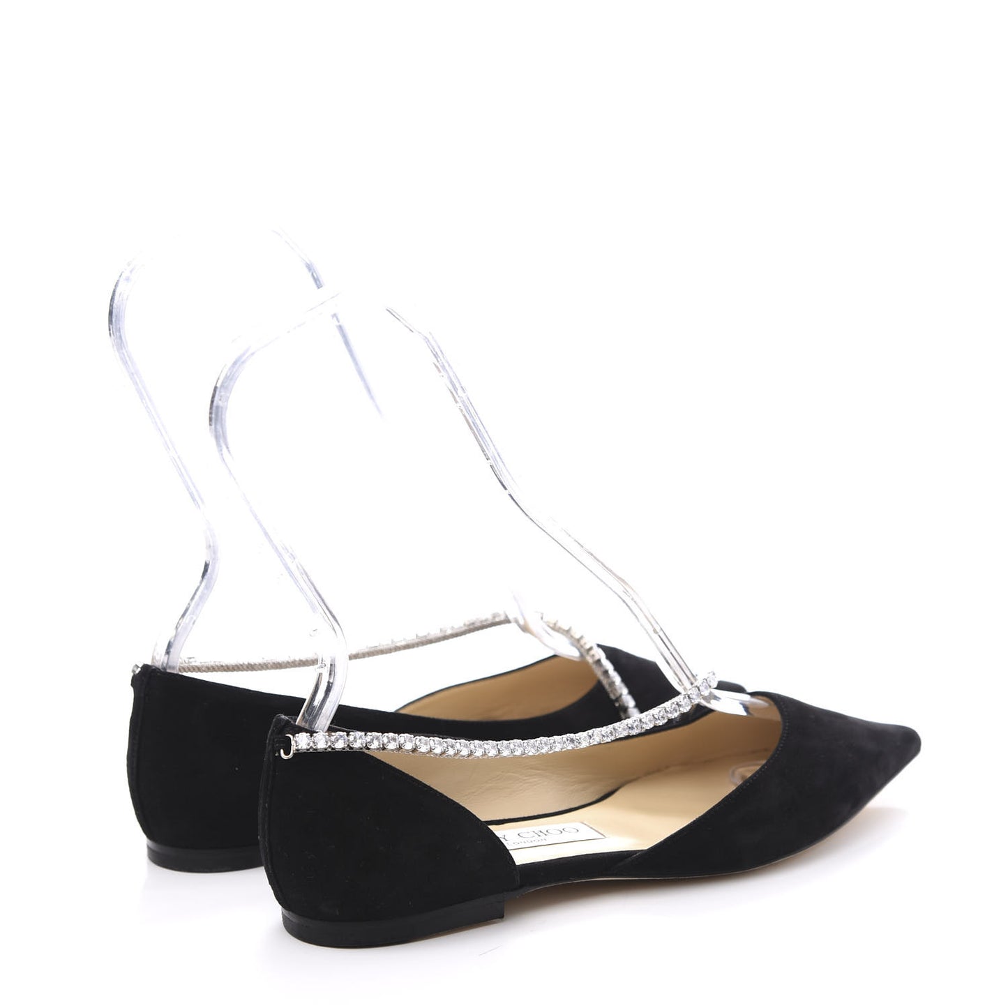 Suede Crystal Trude Flats 37 Black
