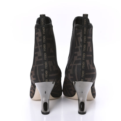 Fendi Mesh Tulle FF Colibri 85mm Ankle Booties 37.5 Tobacco Moro Black 6 of 8