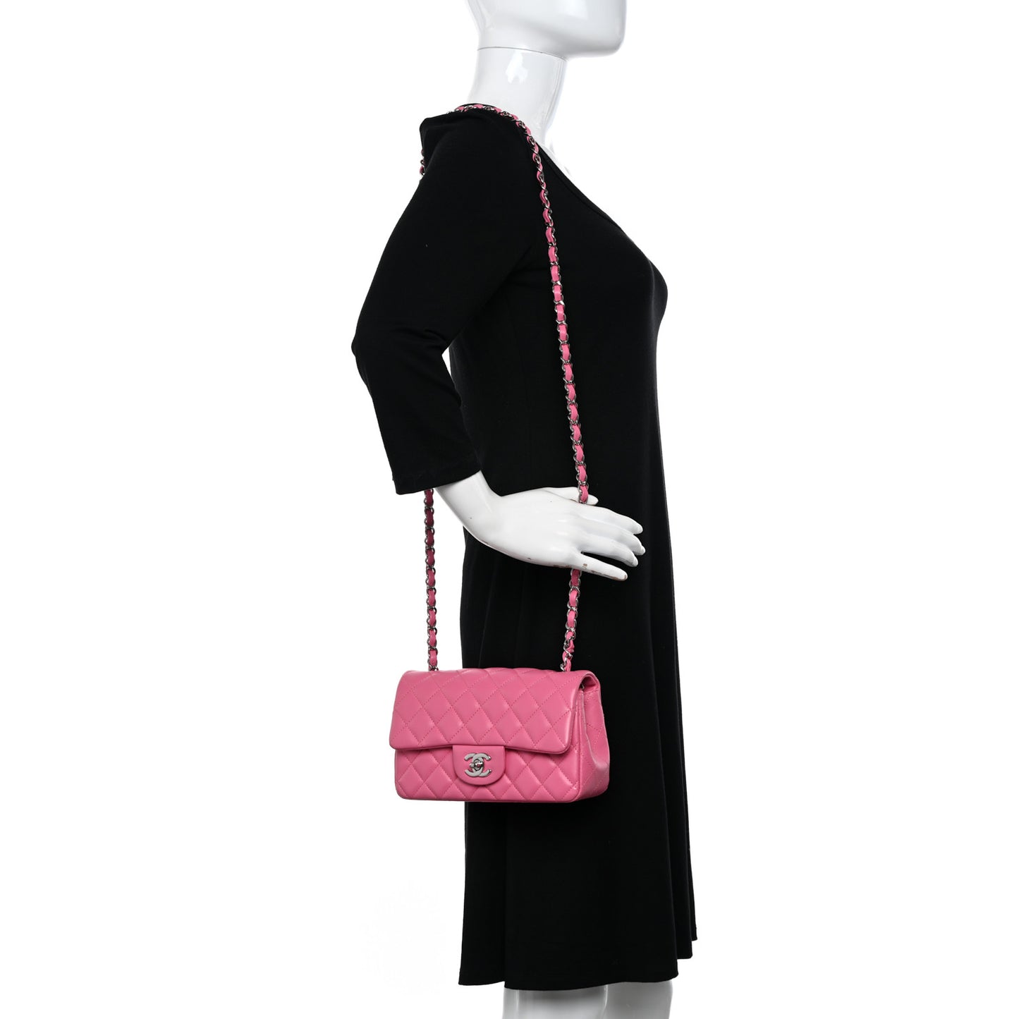 Lambskin Quilted Mini Rectangular Flap Pink