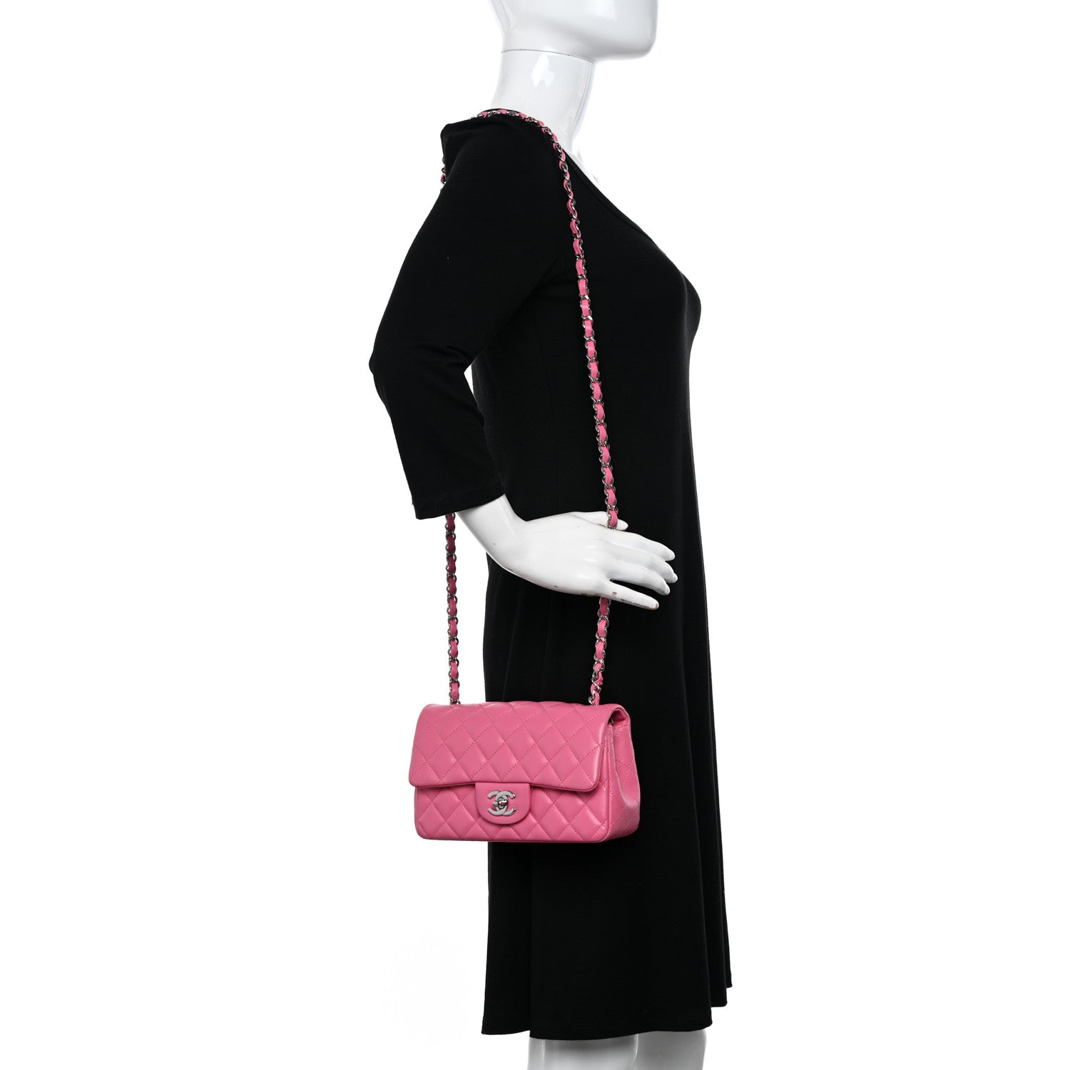 Chanel Lambskin Quilted Mini Rectangular Flap Pink 2 of 10