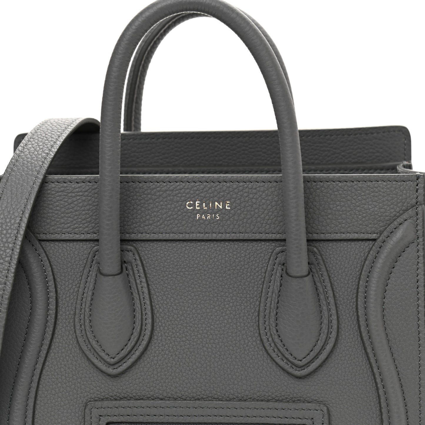 Drummed Calfskin Nano Luggage Kohl