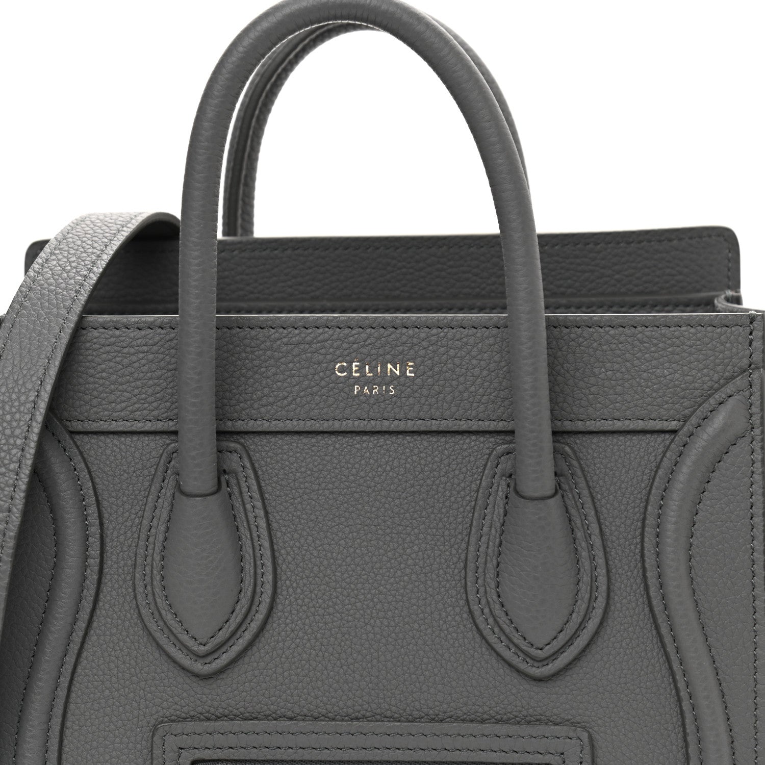 Celine Drummed Calfskin Nano Luggage Kohl 8 of 10