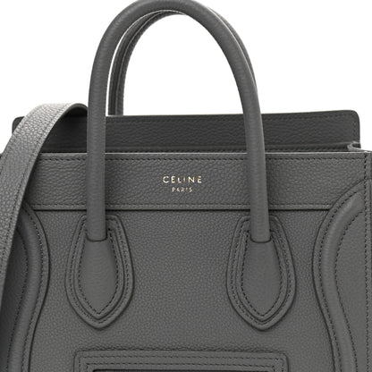 Celine Drummed Calfskin Nano Luggage Kohl 8 of 10