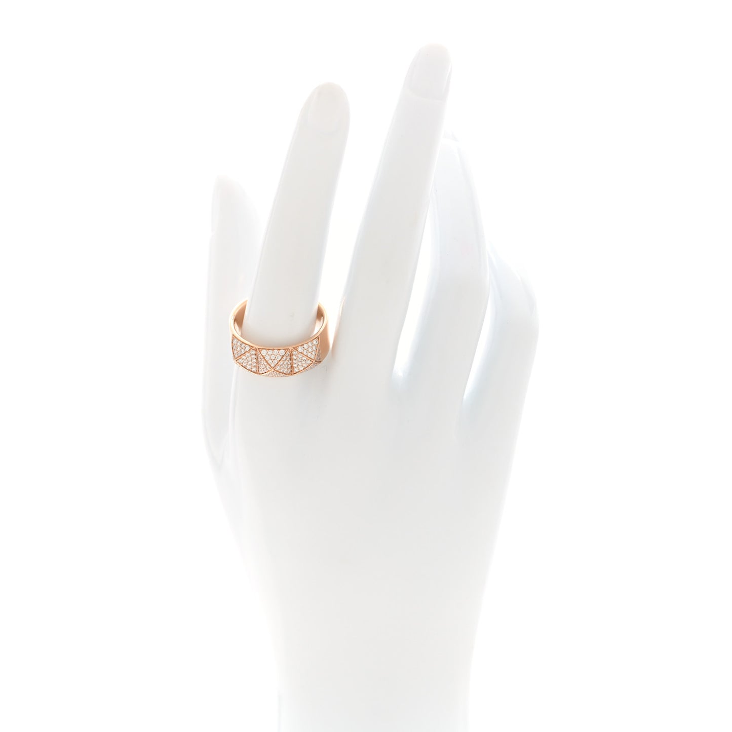 18K Rose Gold Diamond Pave Clou D'H Ring 60 9