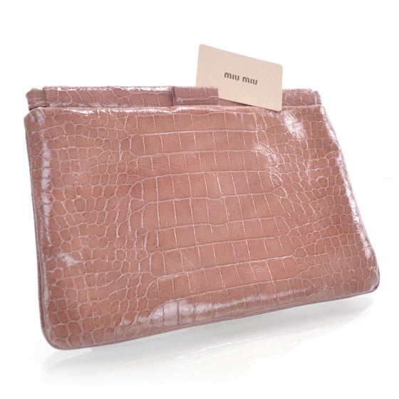 Crocodile Embossed Leather St Cocco Lux Clutch Bag