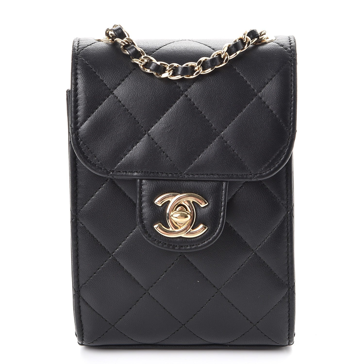 Chanel Lambskin Quilted Extra Mini Wallet On Chain WOC Black 1 of 10