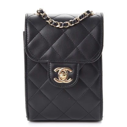 Chanel Lambskin Quilted Extra Mini Wallet On Chain WOC Black 1 of 10