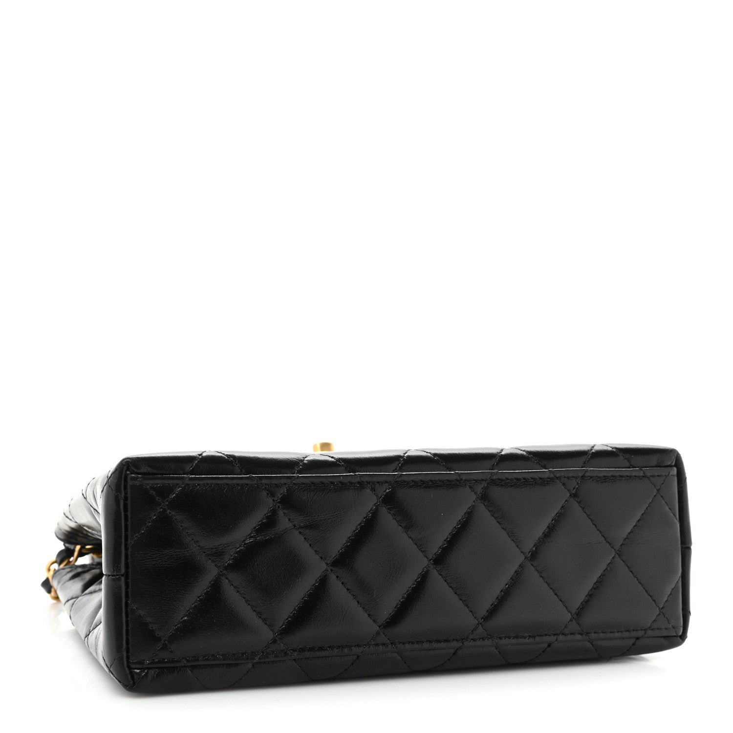 Chanel Shiny Aged Calfskin Quilted Nano Kelly Shopper Black 4 of 9