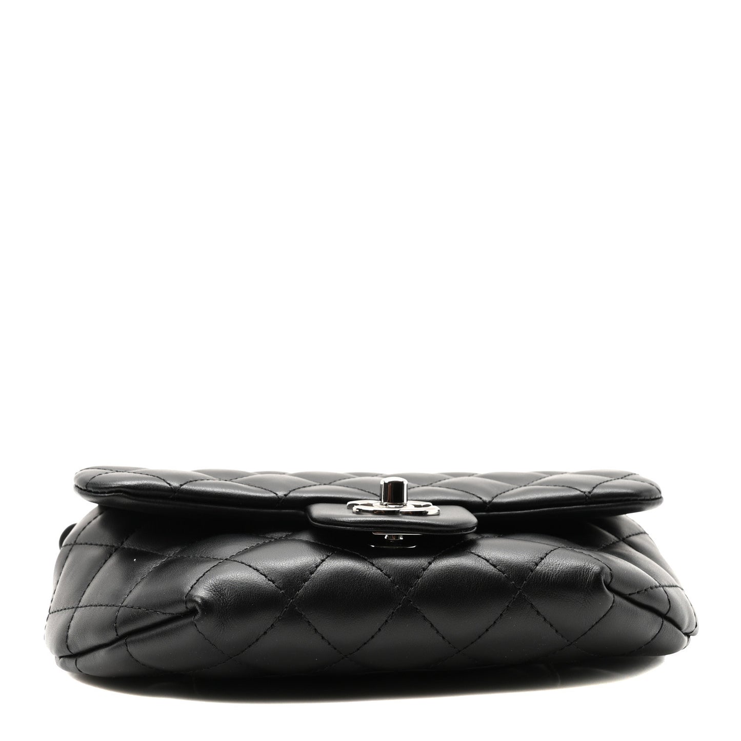 Calfskin Quilted CC Uniform Flap Belt Bag Black