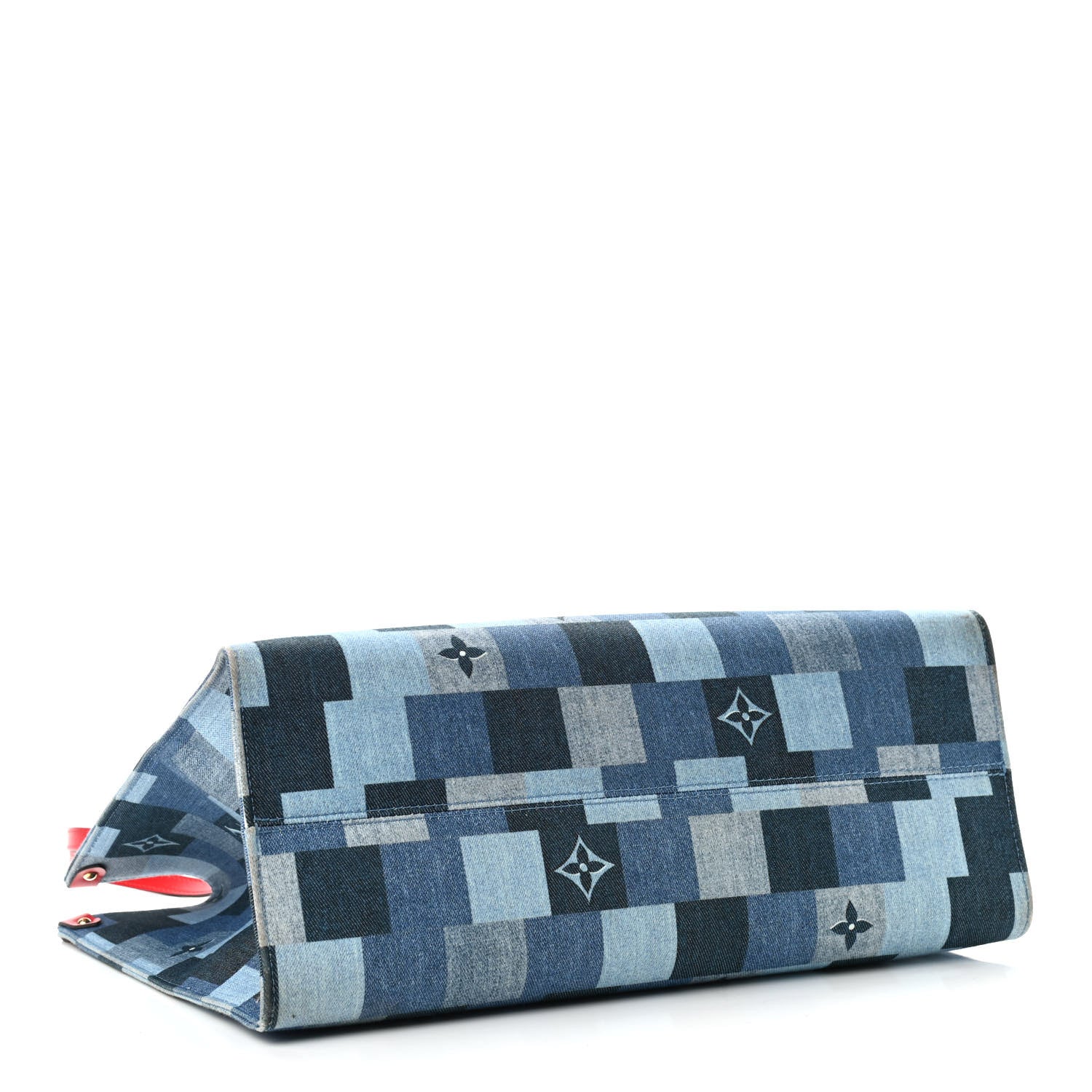 Louis Vuitton Denim Damier Monogram Onthego Blue Rouge 4 of 13