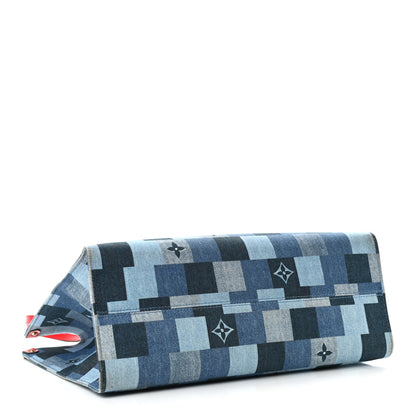 Louis Vuitton Denim Damier Monogram Onthego Blue Rouge 4 of 13