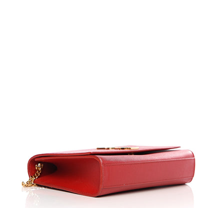 Saint Laurent Grain De Poudre Medium Monogram Kate Satchel Red 3 of 8