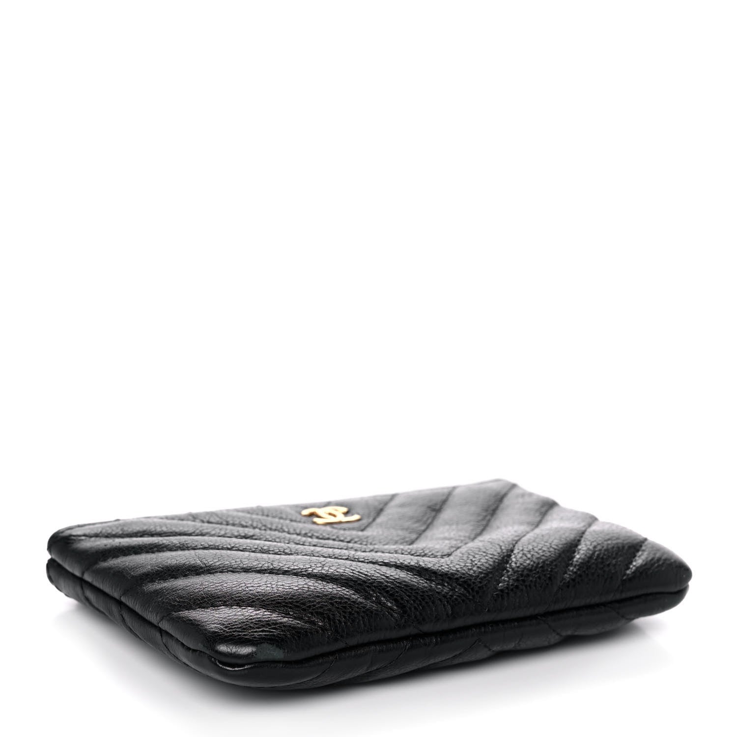 Chanel Crumpled Calfskin Chevron Quilted Small Cosmetic Case Black 4 of 11