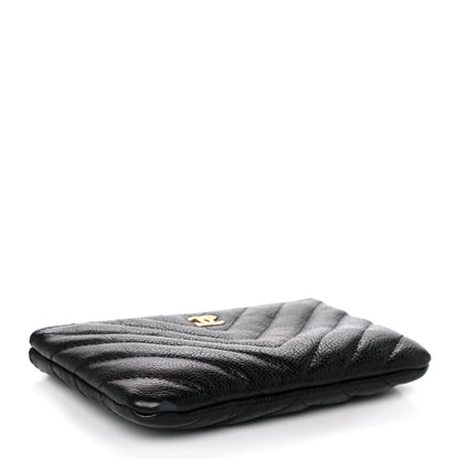 Chanel Crumpled Calfskin Chevron Quilted Small Cosmetic Case Black 4 of 11