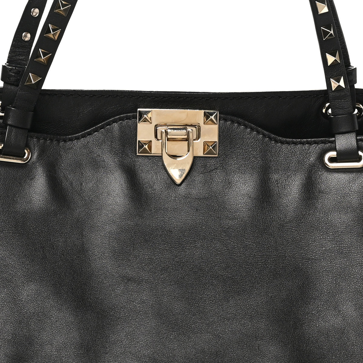 Valentino Garavani Vitello Medium Rockstud Tote Black 6 of 8