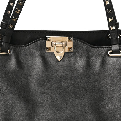 Valentino Garavani Vitello Medium Rockstud Tote Black 6 of 8
