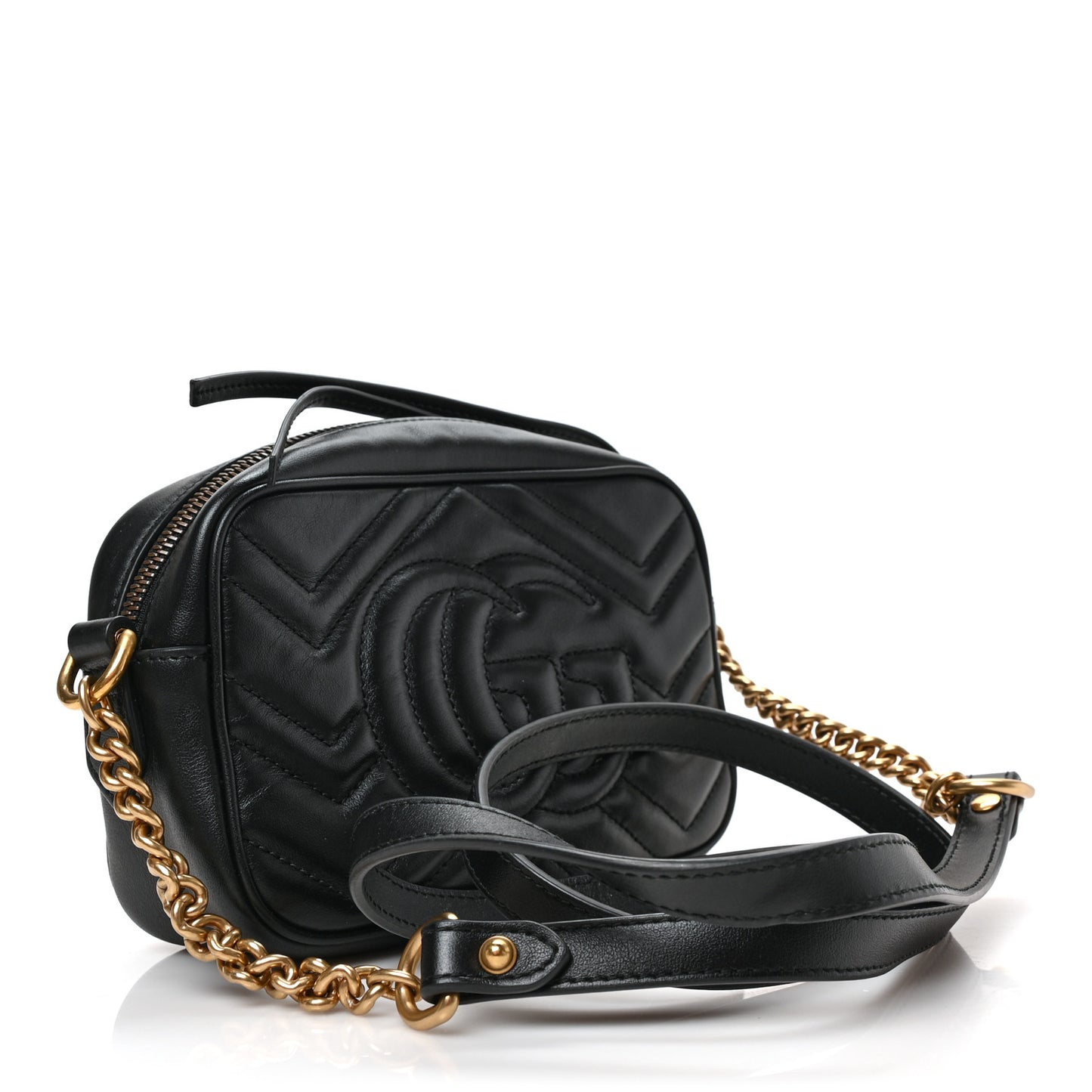 Calfskin Matelasse Mini GG Marmont Chain Shoulder Bag Black