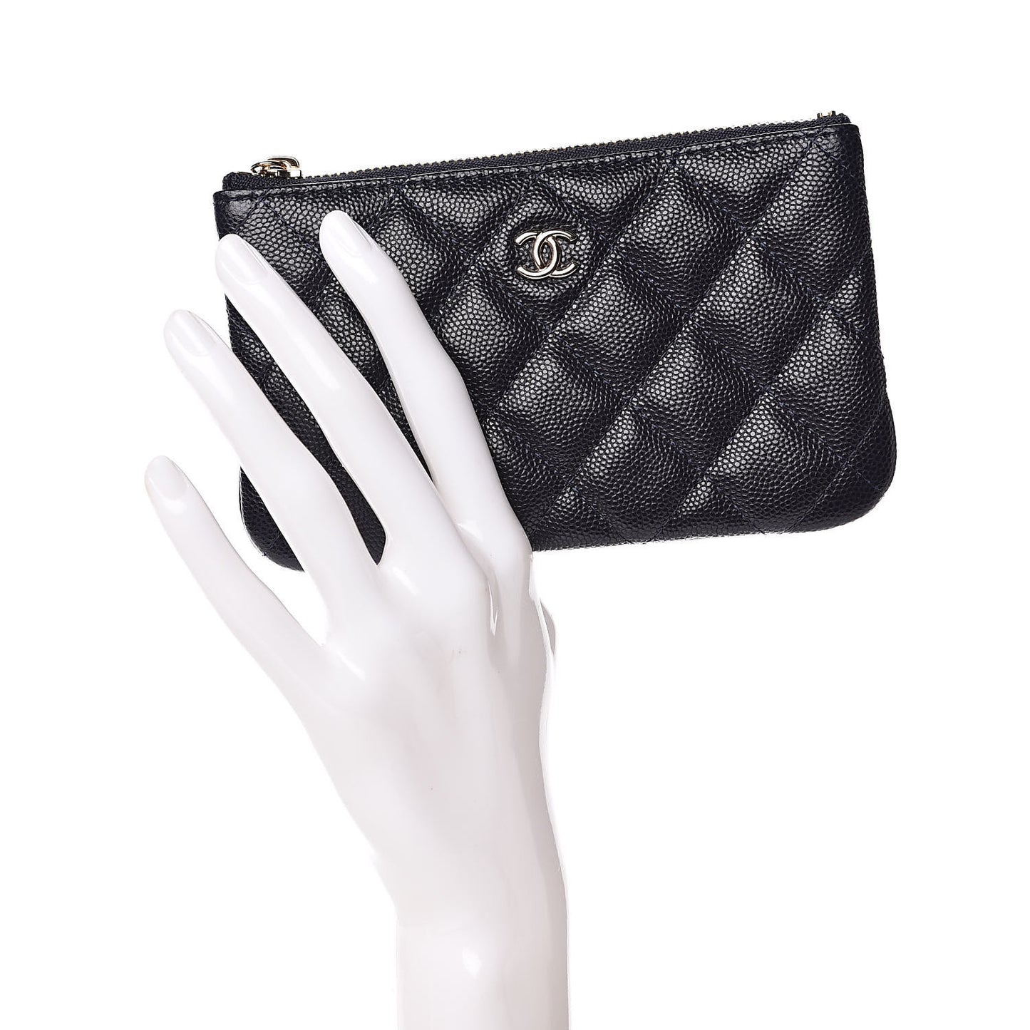 Caviar Quilted Small Cosmetic Case Blue