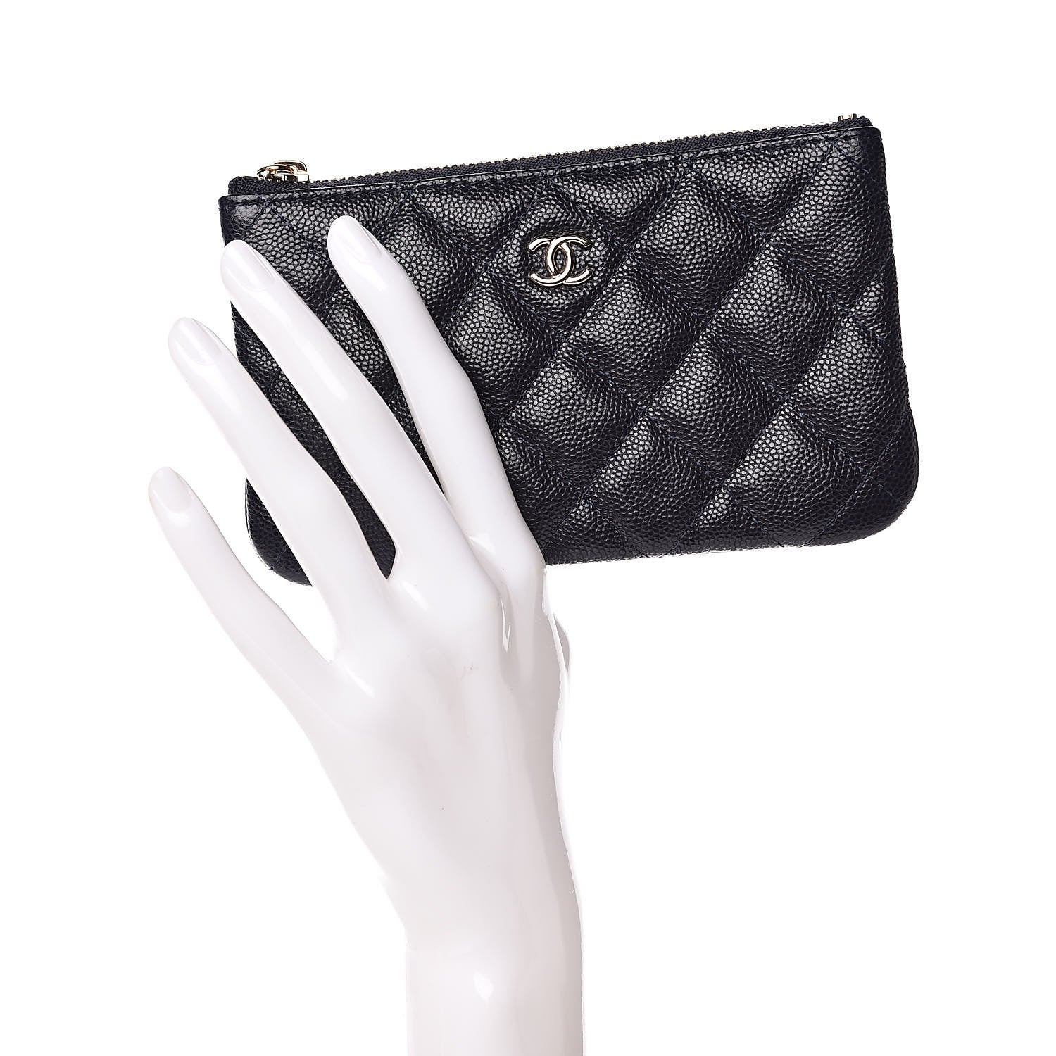 Chanel Caviar Quilted Small Cosmetic Case Blue 2 of 8