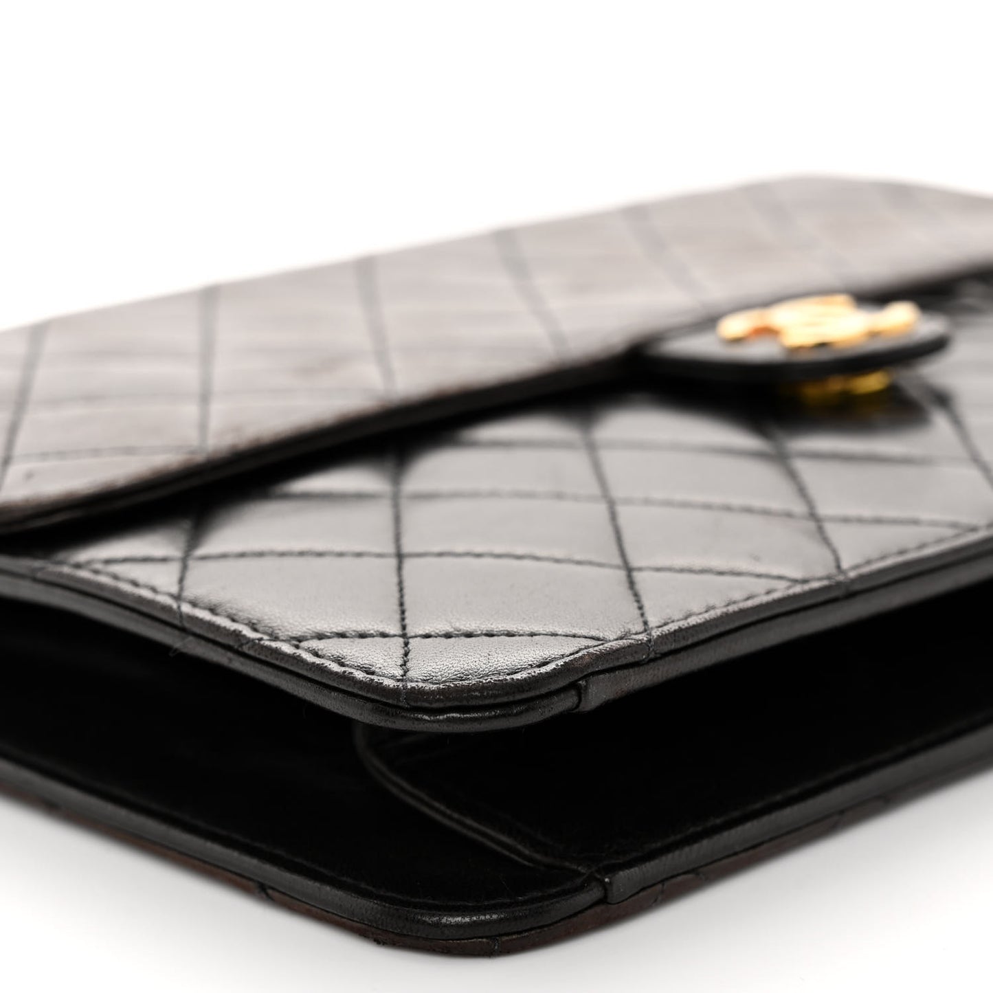 Lambskin Quilted Medium Single Flap Black