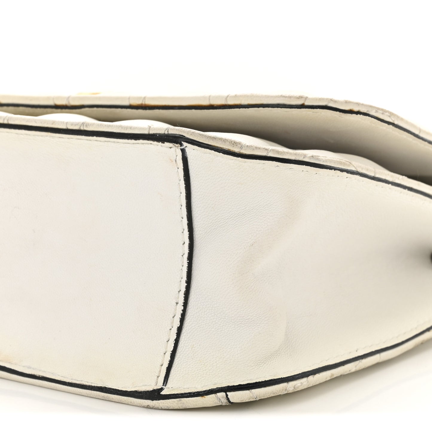 Nappa Quilted Virtus Top Handle Shoulder Bag White