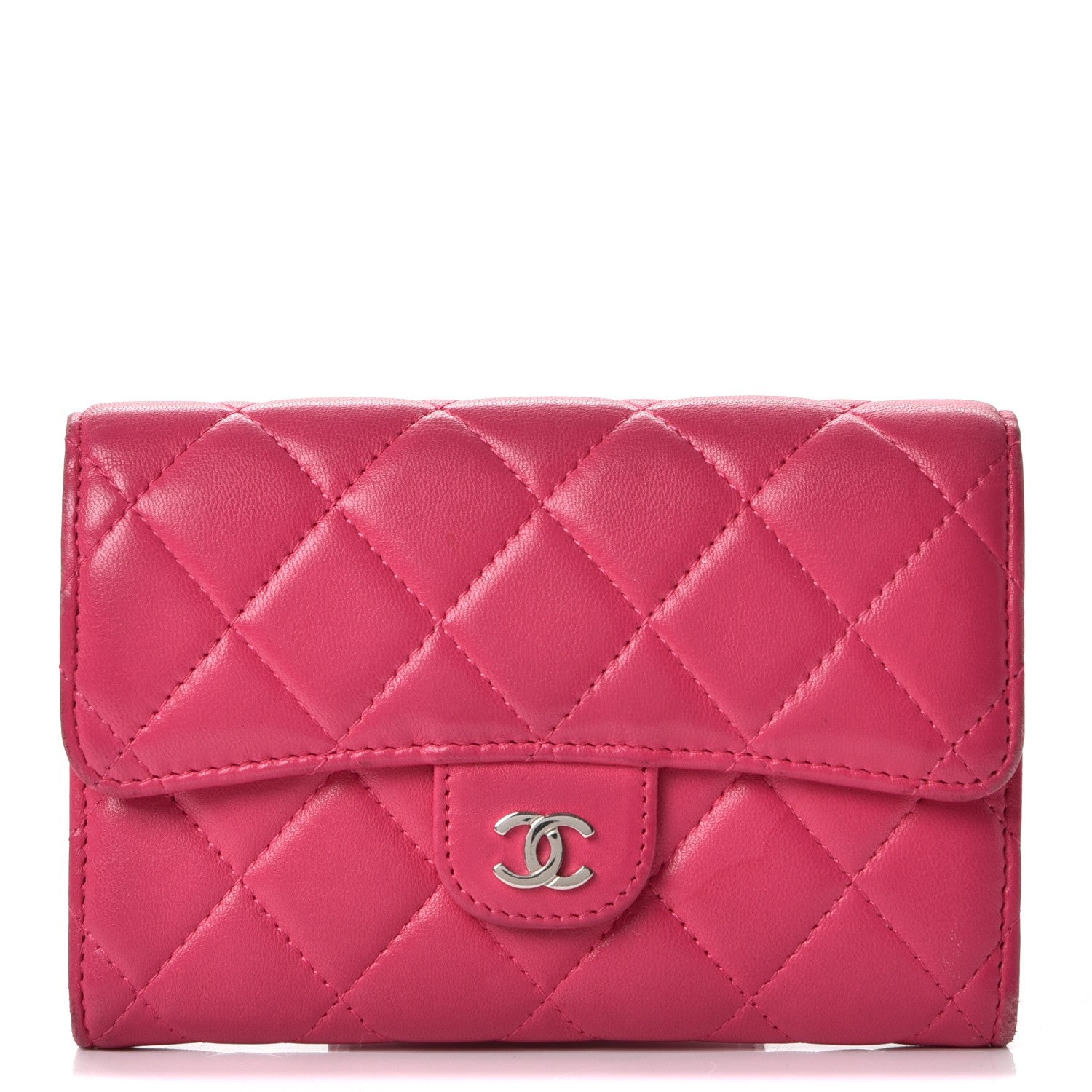 Chanel Lambskin Quilted Small Flap Wallet Fuchsia 1 of 15