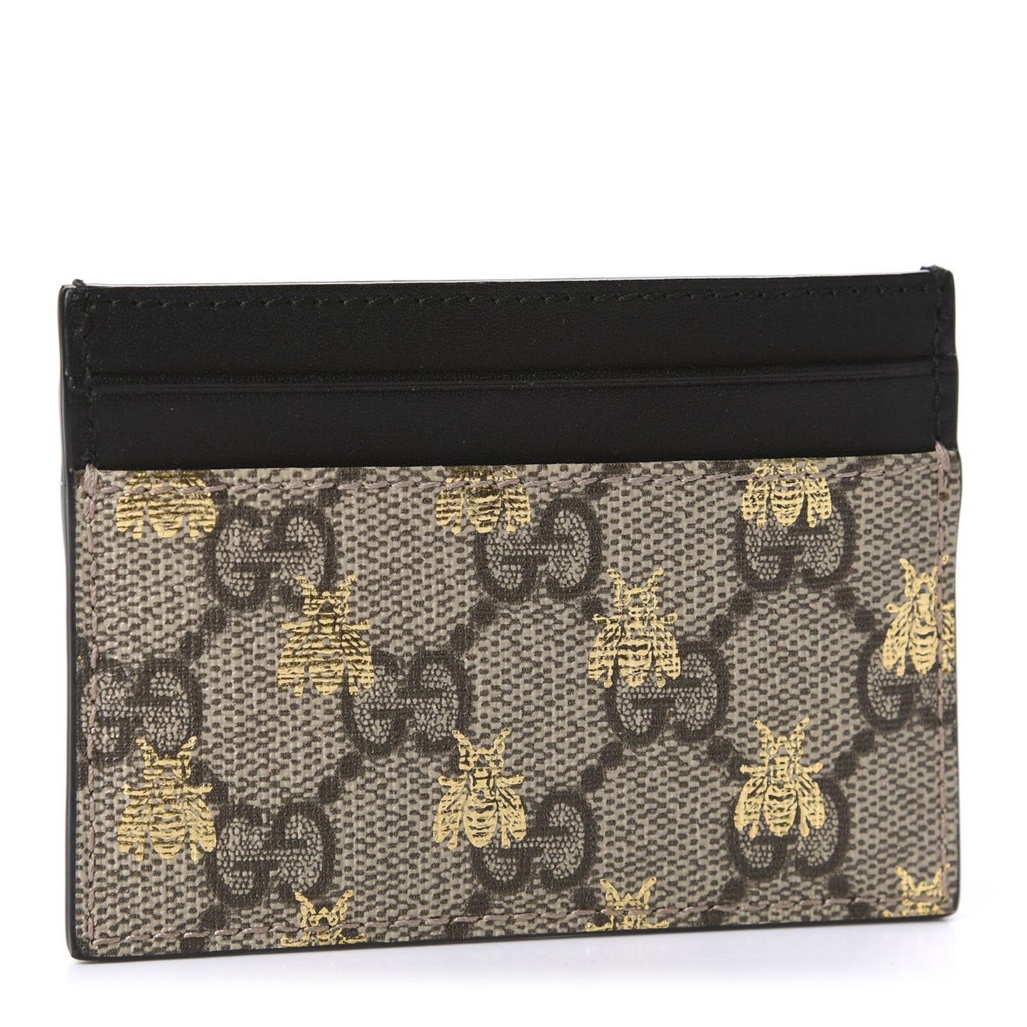 GG Supreme Monogram Bees Card Holder Black