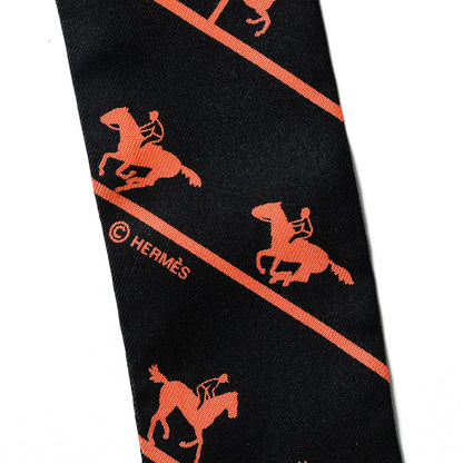 Hermes Silk Duc Carriage Horse Twilly Orange 4 of 4