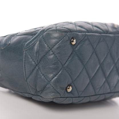 Chanel Aged Calfskin Quilted Cotton Club Bowler Blue 9 of 11