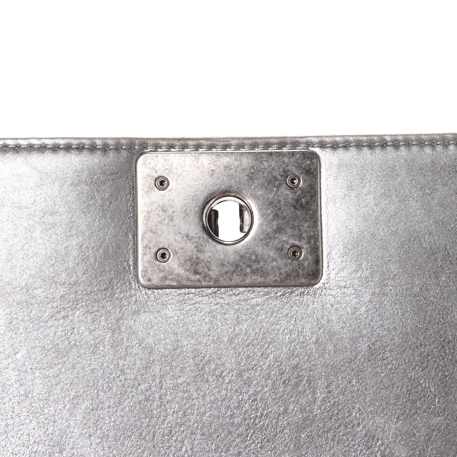 Chanel Metallic Lambskin Quilted Medium Boy Flap Silver 9 of 13